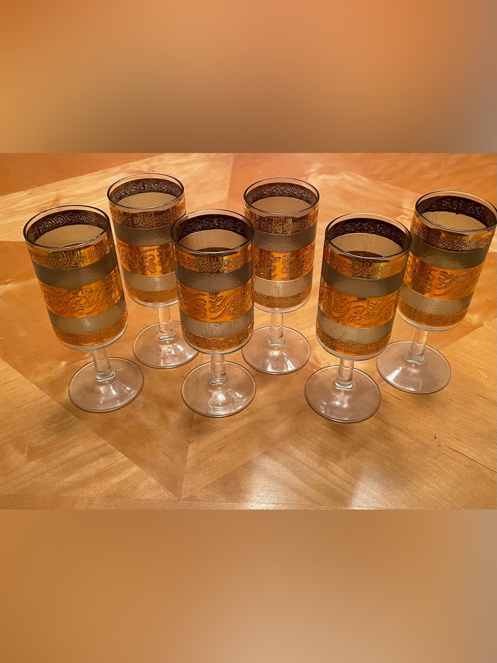 Culver Starlyte Green & 22K Gold Sherry Cocktail Glass - Set of 6